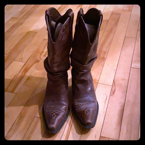 Leather Steve Madden slouch cowboy boots - Picture 1 of 8